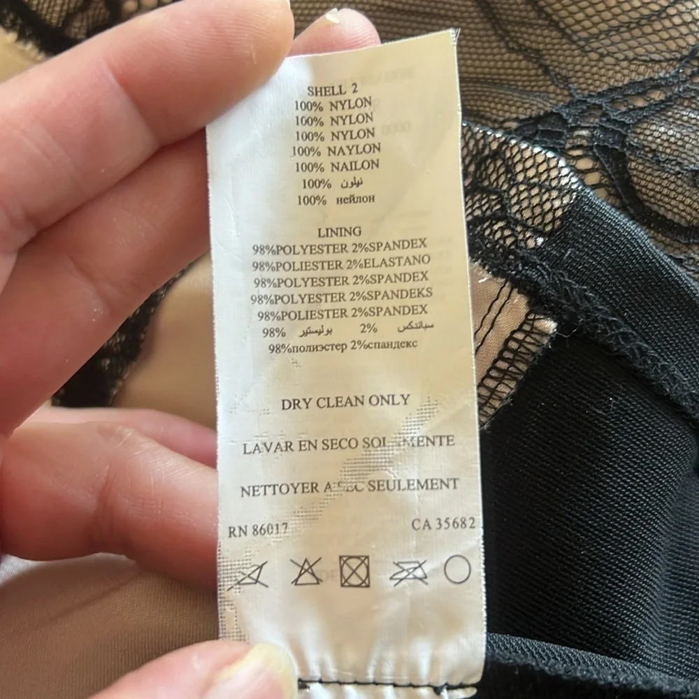 Bebe Bodycon Bustier Little Black/Cream Lace Mini Length Cocktail Dress Size M - Picture 12 of 15